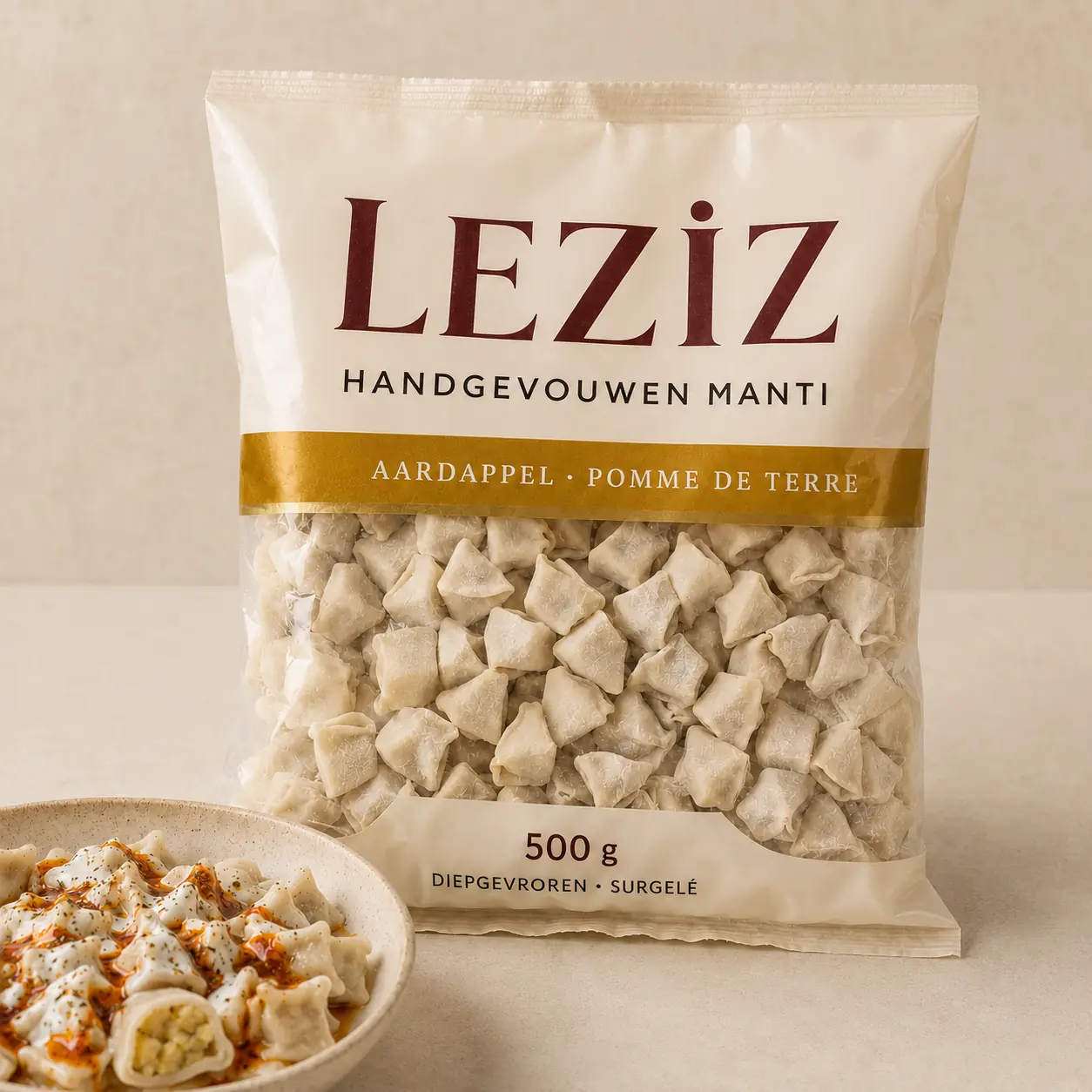 Conceptverpakking voor Mantı met aardappel